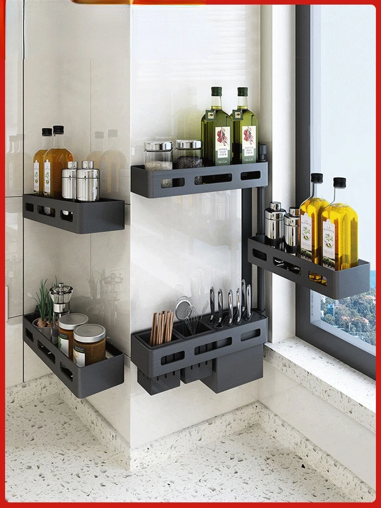 

Угловая кухонная стойка zqPunch, настенный стеллаж для хранения, держатель для ножей, вращающаяся стойка для приправ