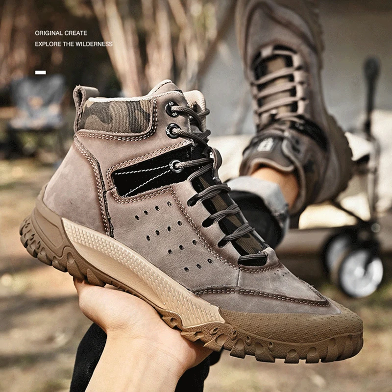 Xiaomi SALUDAS Men Genuine Leather Casual Shoes Luxury High-top Leather Boots Waterproof Winter Warm Cotton Boots Sneakers Male
