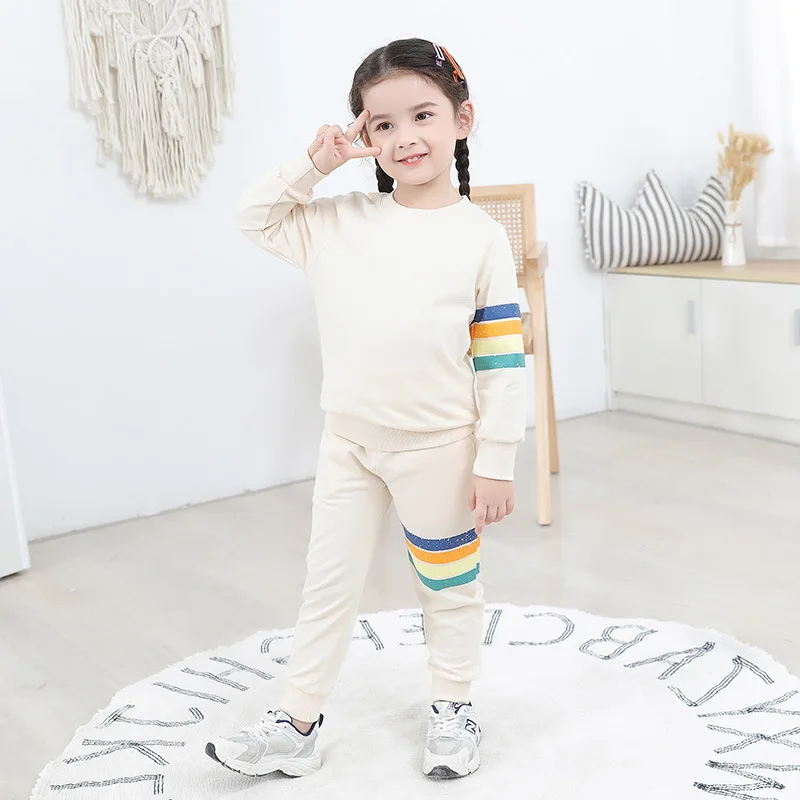2021 Spring Baby Casual Tracksuit Children Boy Girl Cotton Hoodies Sweatshirt Pants 2Pcs/Sets Kids Sport Suit Infant Clothing