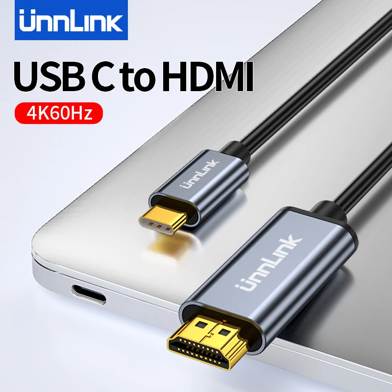 

Unnlink 4K 60Hz USB Type C to HDMI Cable Phone Laptop PC to TV Cable for iPhone 15 MacBook Air iPad Samsung Converter Adapter