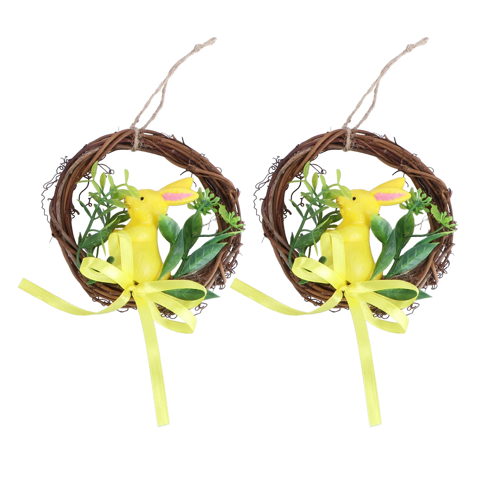 

2 Pcs Easter Vine Circle Window Garland Braid Bow Twigs Sunflower Rutic Wedding Wreath Plastic Artificial Easter Wreath