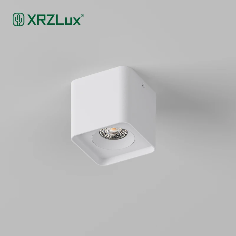 XRZLux Square LED Surface Mounted Downlight 10W Ceiling Lamp Spot Lights Single Head Mounted Square Led COB Lamp
