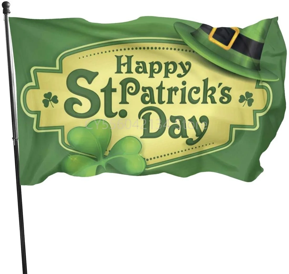 

Green Hat St Patricks Day Ireland Vivid Color Polyester 3 X 5 Ft Flag for OutdoorGarden Flags Home Farm Decoration