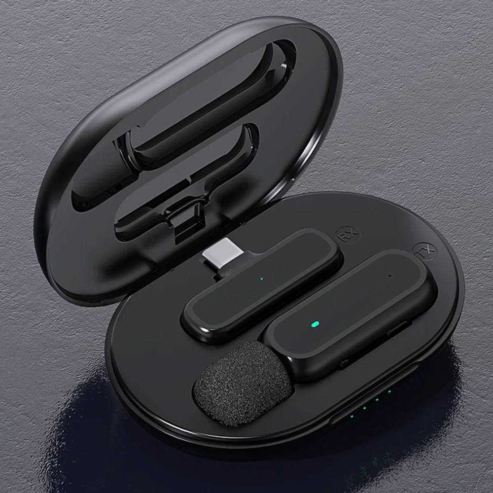 

Wireless Lavalier Microphone Audio Video Recording Noise Reduction Mic with Charging Box Lapel Microphone for IPhone Android