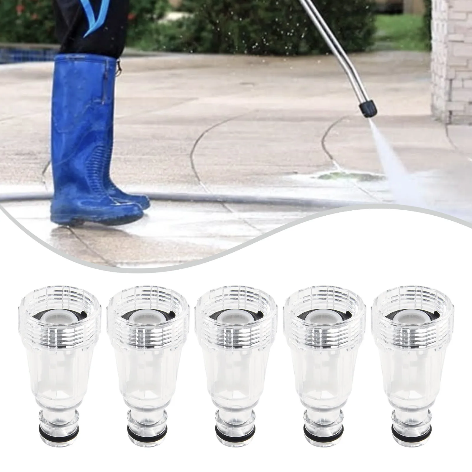 

5pcs Water Filter Of High Pressure Washer 0.61x0.95x2.48 Inches Plastic Inlet Filter Replacement Tool Janitorial Accessories