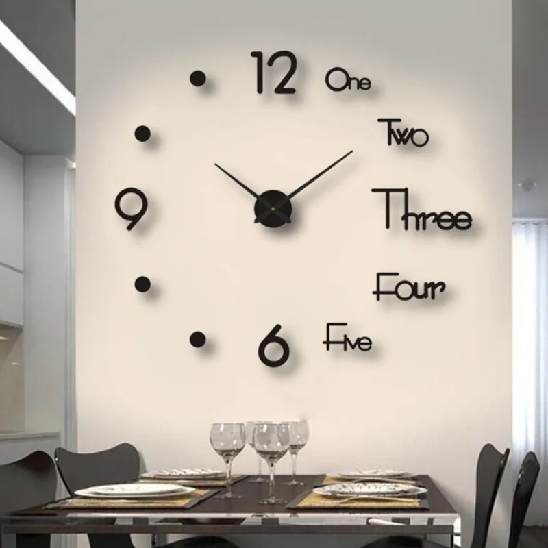 

Frameless Clock 3D Wall Luminous DIY Clocks 3D WallWall Clock Silent Stickers Digital DigitalRoom Home for Living Decor Wall Off