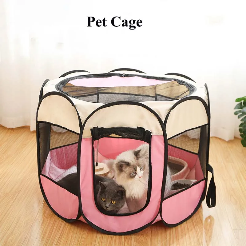 

Folding Pet Tent Portable Pet Cage Outdoor Dog House Octagon Cage For Cat Indoor Playpen Puppy Cats Kennel Easy Operation