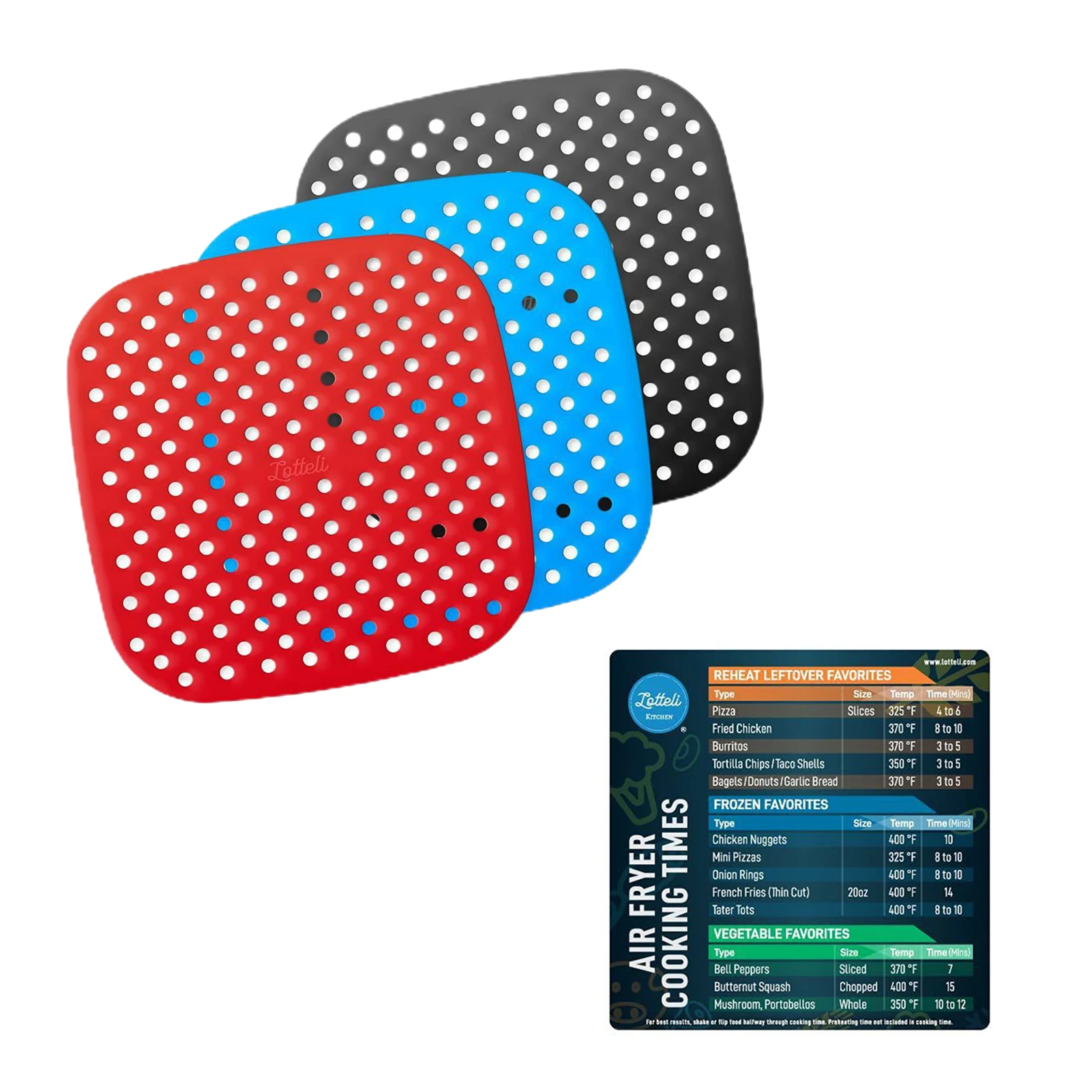 

Air Fryer Mat 3-Piece Square Fryer Pads For Non-Stick Food Kitchen-Use Mats Liners With Holes For Sticky Food