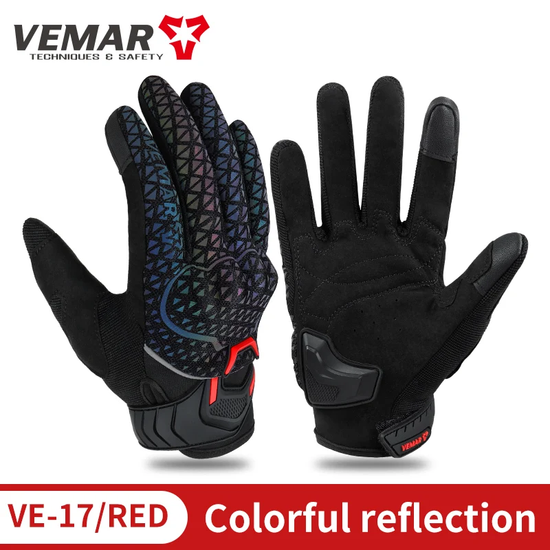 

VEMAR мотоциклетные перчатки с сенсорным экраном, модные красочные светоотражающие летние велосипедные перчатки для мотокросса, защитные перчатки из ТПУ для мотоцикла