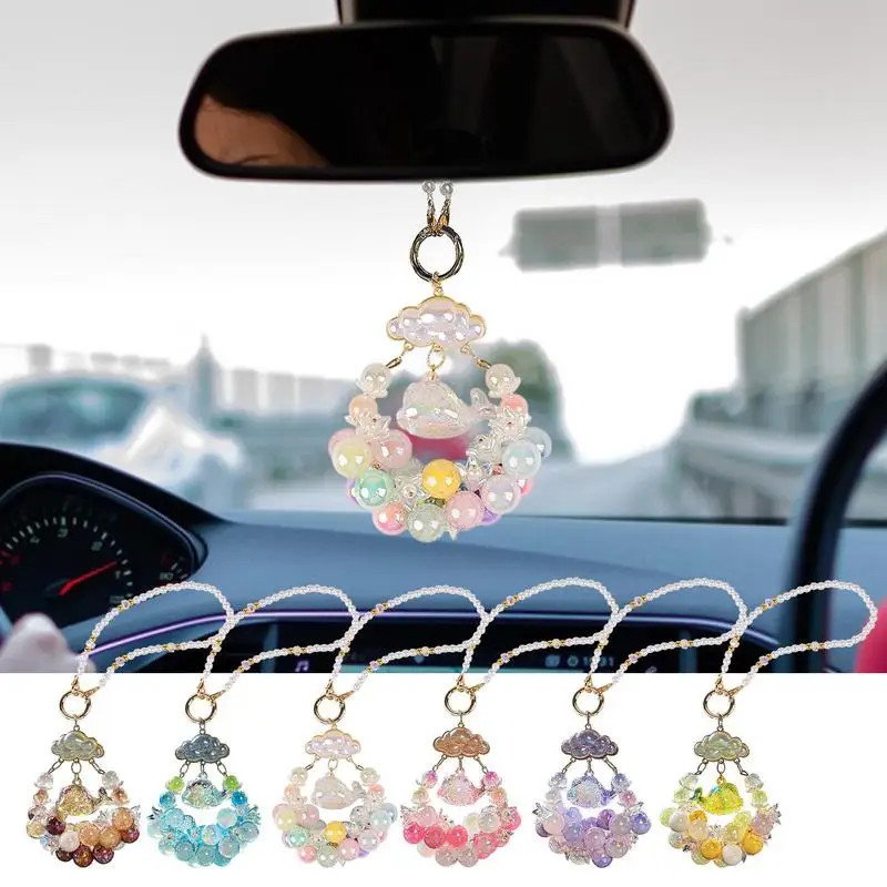 

Car Rear View Mirror Ornament Bead Whale Shape Car Pendant Car Mirror Decoration For SUV RV Convertible Car Swing Ornament