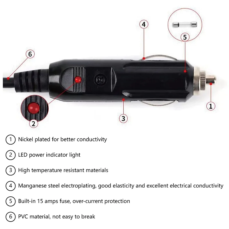 Автомобильный адаптер 12 В для портативной электростанции и подушки массажа шеи