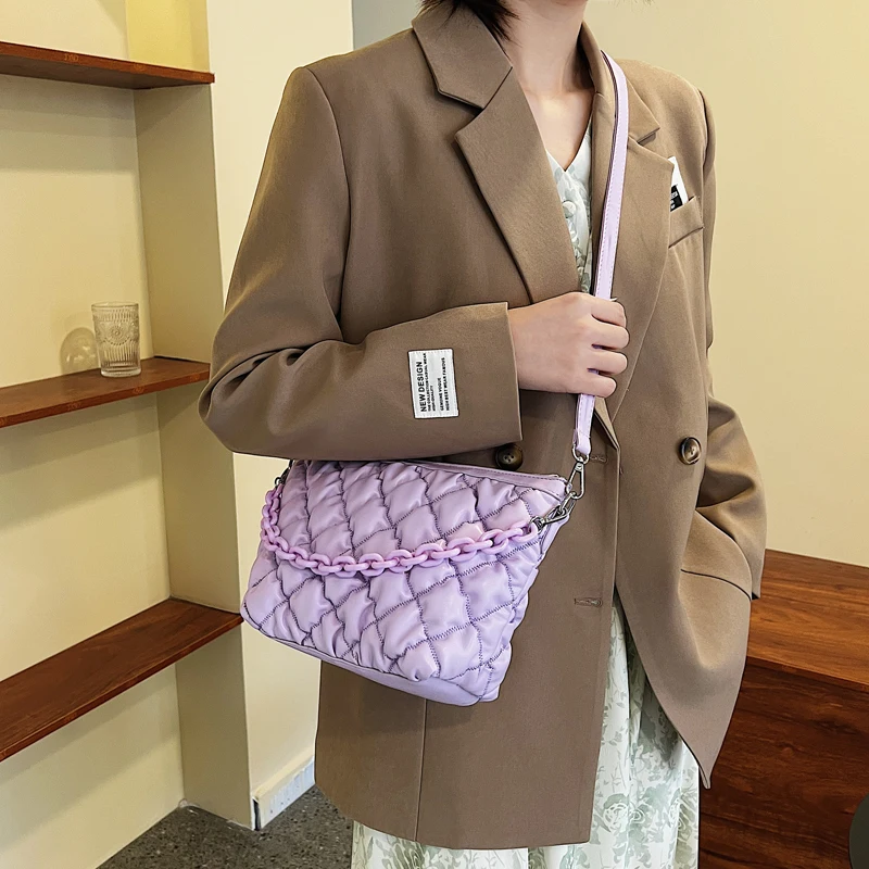 

Branded Satchel Women's Bags 2022 Thick Chain Purses Handbag Ladies Baguete Tote Female Purse Color Shoulder Women Shoulder Bags