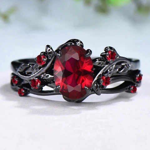 ЛATS, 2 шт., винтажные кольца с красными кристаллами