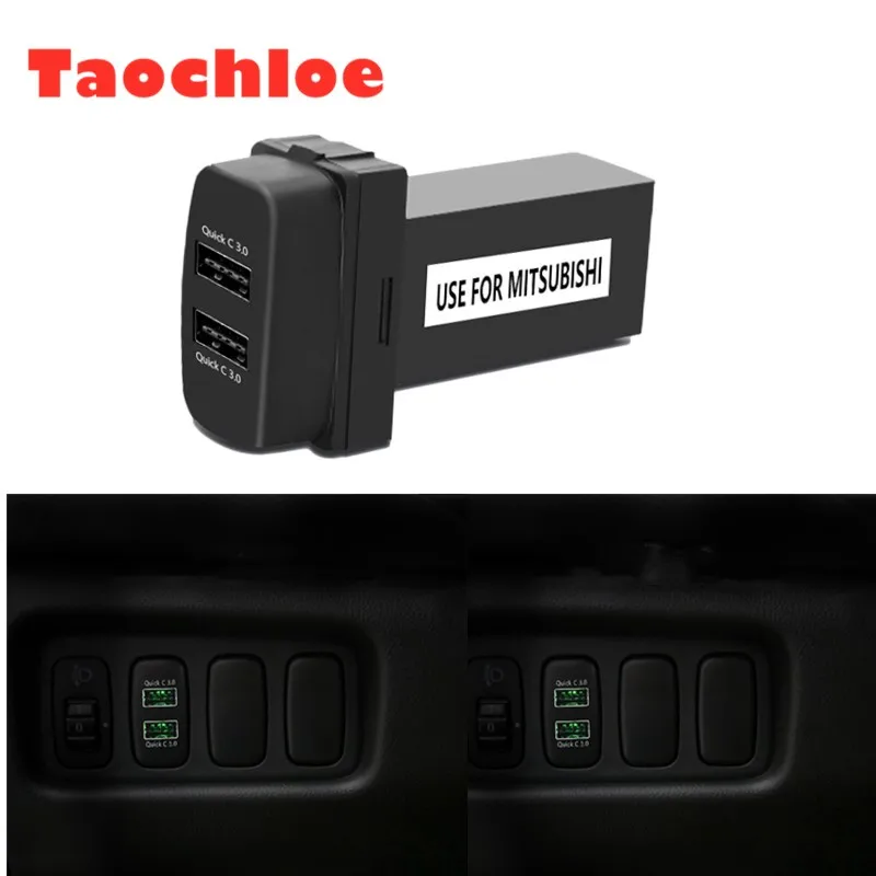 

Dual USB Car Charger Power Adapter 2USB Interface Socket Car Modification Dashboard Parts For Mitsubishi Pajero Outlander Lancer