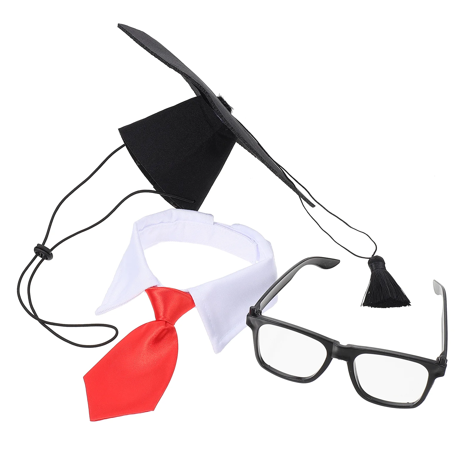 

1 Set of Dog Graduation Caps with Eyeglass Tie Graduation Party Pet Decors Photo Props (Red)