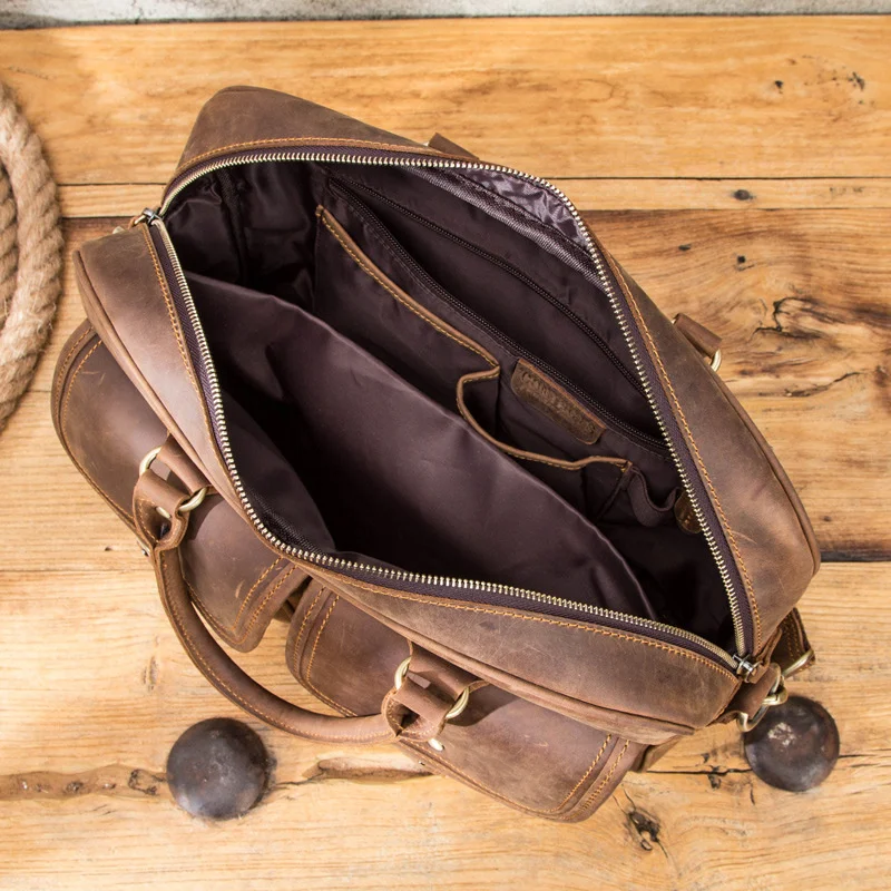 Men's Cowhide Business Briefcase Can Hold 15inch Laptop Bag Leather One Shoulder Men Messenger Bags High Quality Luxury Handbags