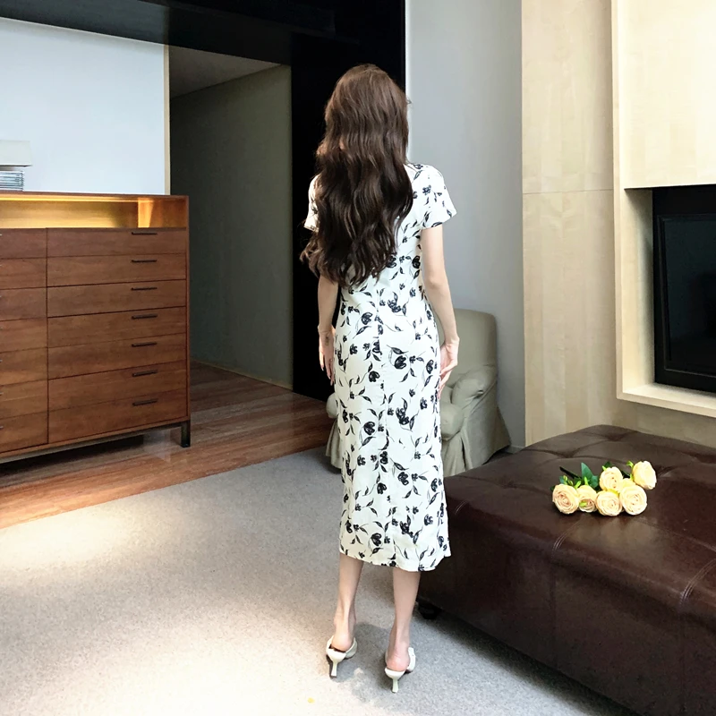 Платье-Ципао во французском стиле для девушек приталенное элегантное платье