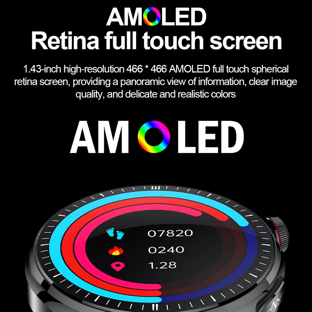 Фото Умные часы TK26 Pro с AMOLED-экраном 1,43 дюйма, мониторингом температуры тела, ЭКГ, Bluetooth-звонками, множеством спортивных режимов, фитнес-трекер для мужчин и женщин №2