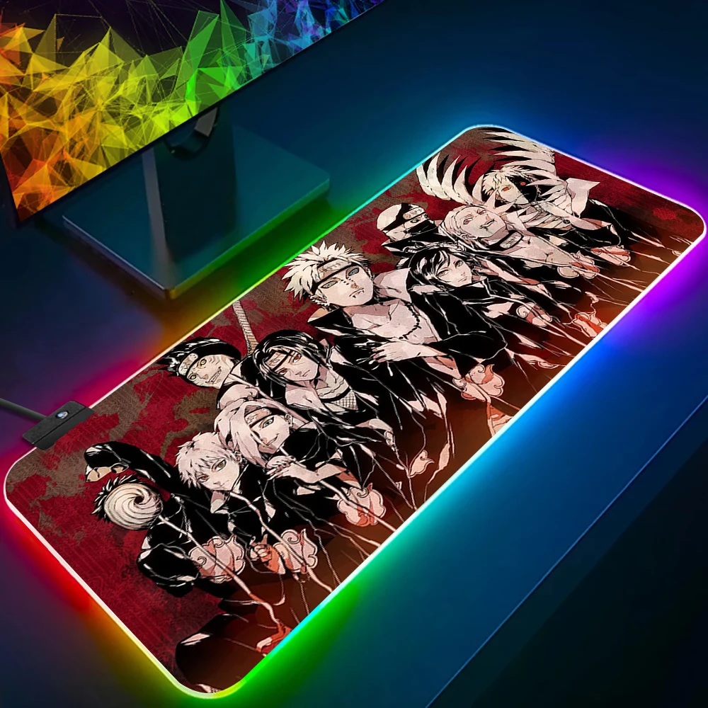 

Itachi Kakashi Sasuke Naruto RGB Pc Gamer Keyboard Mouse Pad Mousepad LED Glowing Mouse Mats Rubber Gaming Computer Mausepad