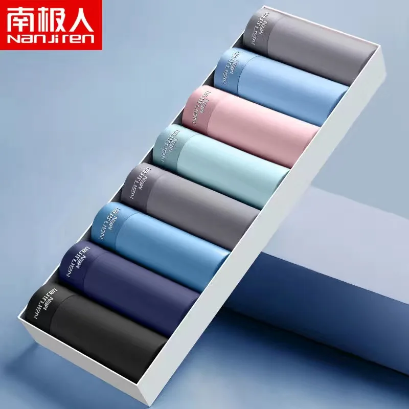 8Pcs/Lot Men Boxers Men's Underwear 3A Antibacterial Underpants ice silk Men Boxer Shorts Breathable Elastic Male Panties L-4XL
