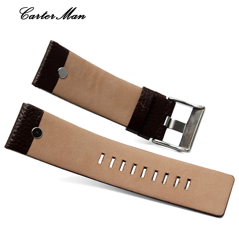 For Diesel High Quality Leather Watch Band DZ7257 1657 4323 7314 7313 7371 Straps 22 24 26 27 28 30mm Black Brown White