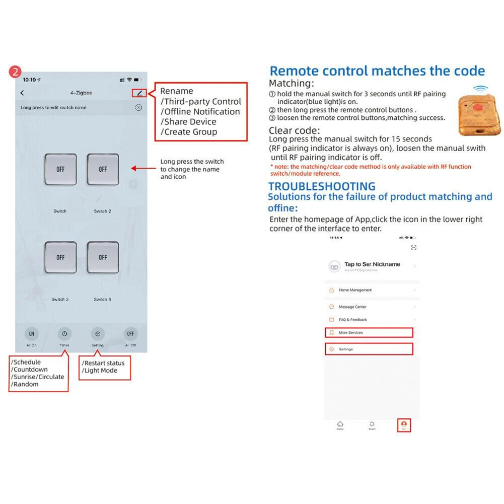 

Controller Smart Switch DIY Electrical Supplies Wireless 4CH APP Accessories For Tuya Home Kettle Light RF Radio
