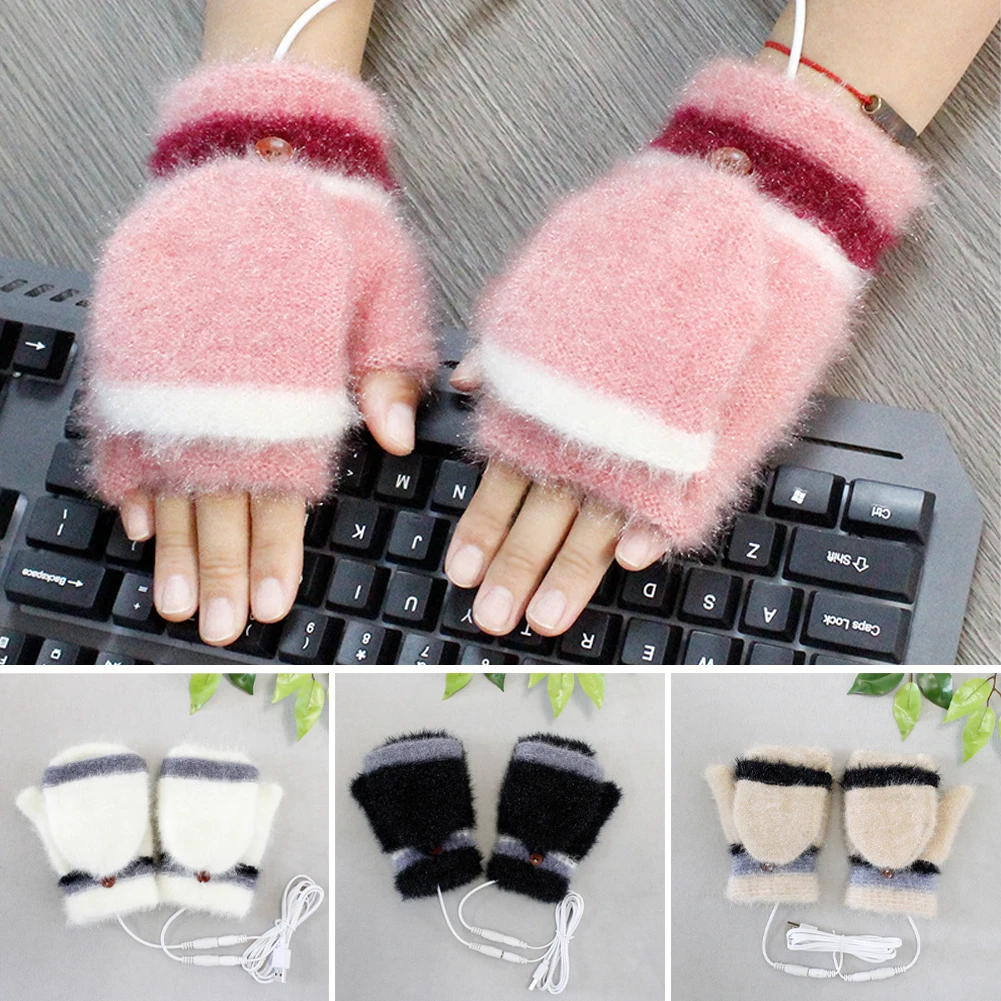 

Winter Heated Gloves Comfortable Temperature Motorcycle Cycling Gloves Plush USB Electric Heating Skiing Gloves Men Women