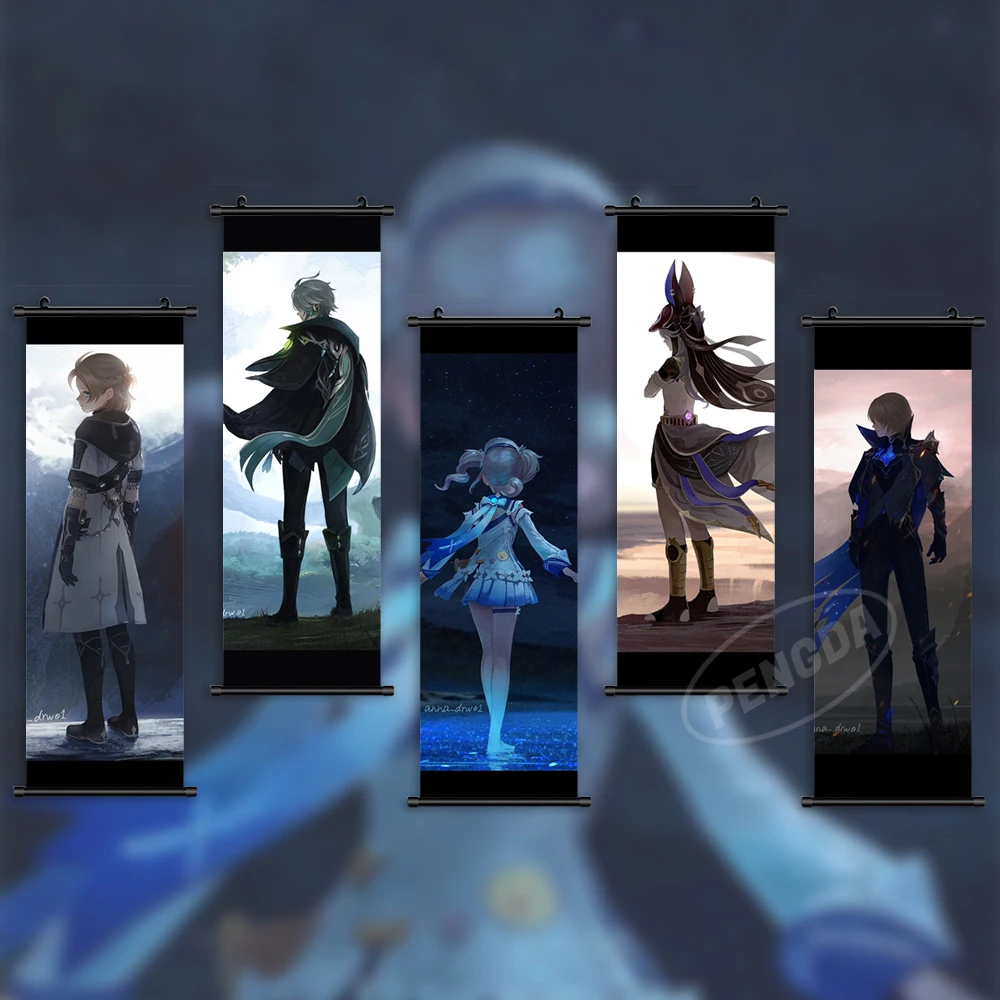 

Домашний декор Genshin Impact настенное искусство Kunikuzushi картина Висячие игры свитки Chongyun холст Kamisato Ayato печать картина плакат