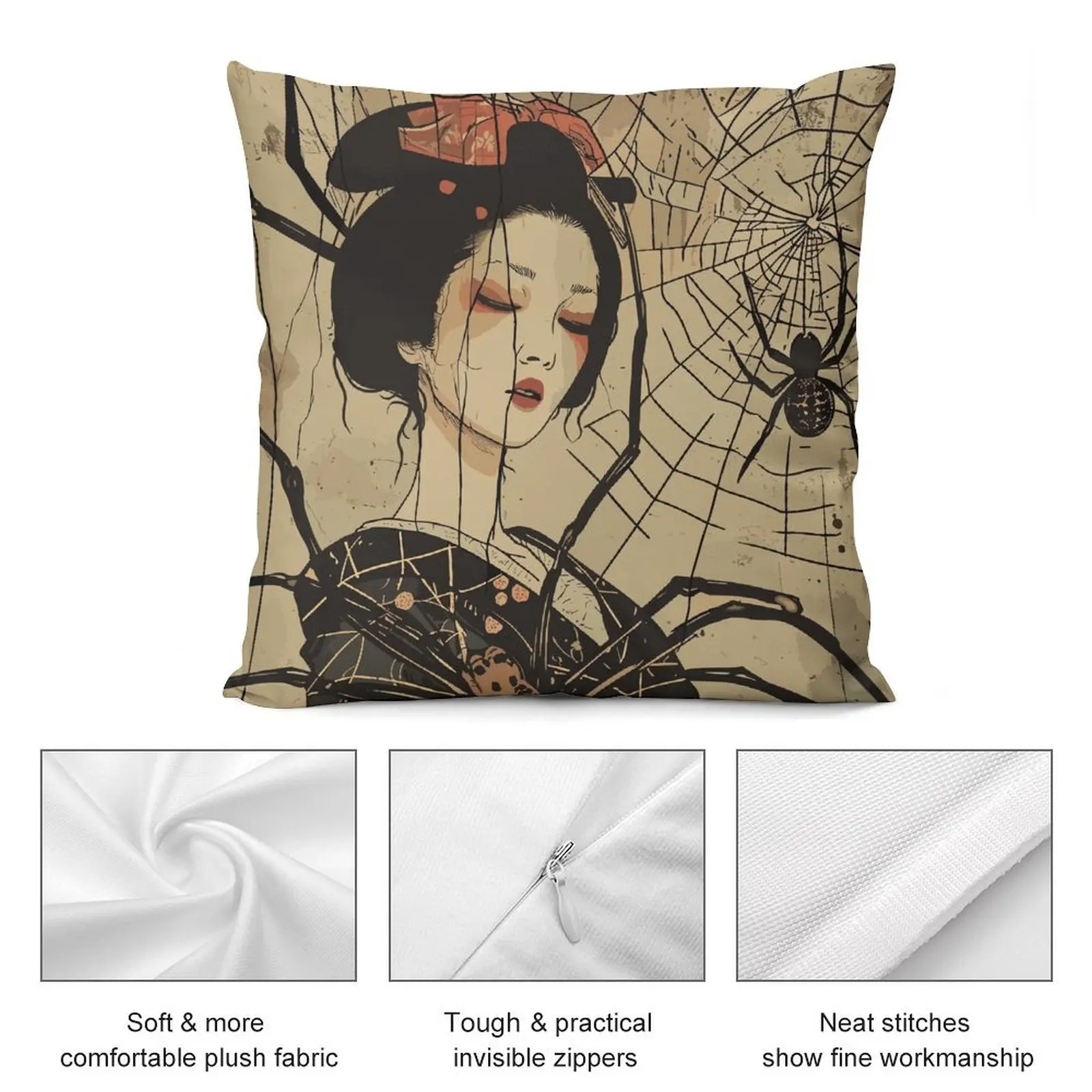 Японская Подушка Jorogumo Art 02 эластичная наволочка для дивана рождественские