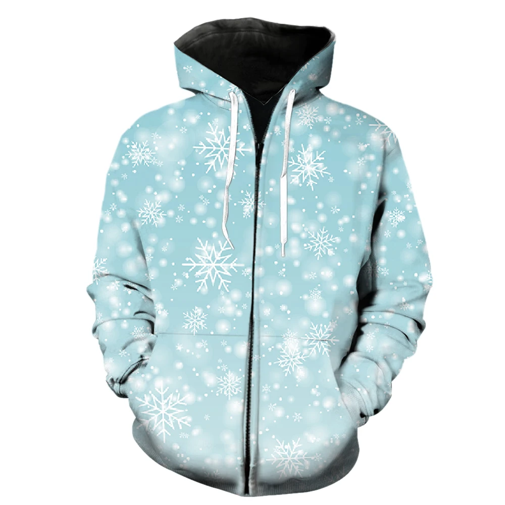 

Winter Snowflake Pattern Men's Zipper Hoodie Spring Tops 2022 Hot Sale Funny Teens Fashion Long Sleeve With Hood Jackets Casual