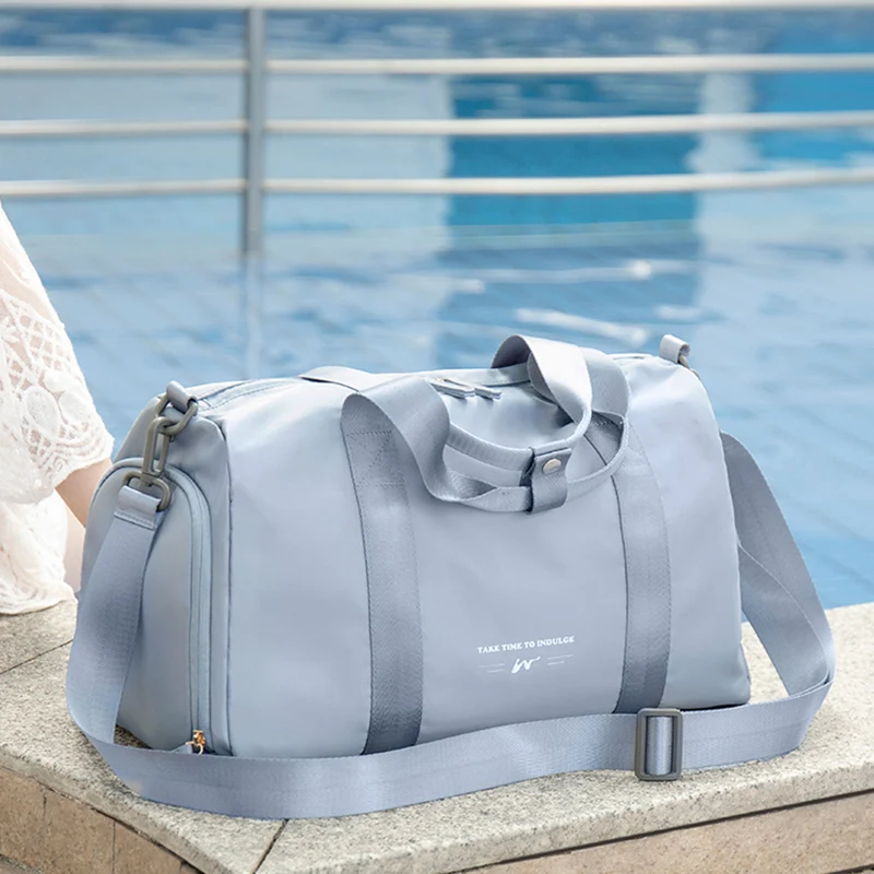 Outdoor Waterproof Nylon Sports Gym Bags Men Women Training Fitness Travel Handbag Yoga Mat Sport Bag With Shoes Compartment