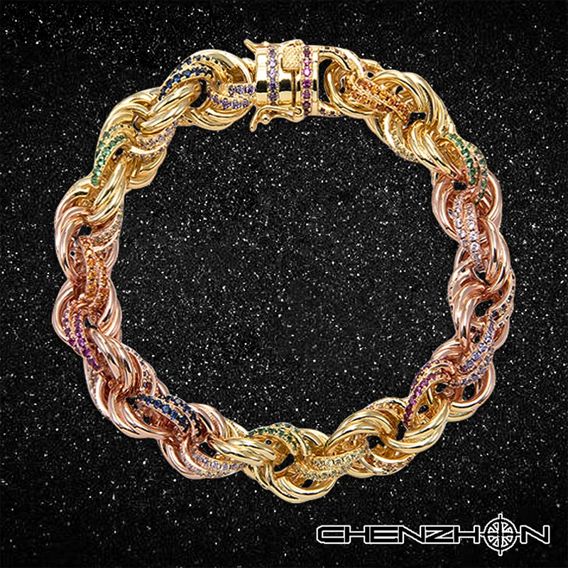 

Цепочка CHENZHON для мужчин и женщин, плетеная цепь в стиле хип-хоп, ожерелье из меди и золота 14 к, изысканная Роскошная бижутерия