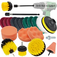 wheel rim drill brush attachment set power scrubber tools car polisher discs polishing buffing sponge pad tire cleaning brushes