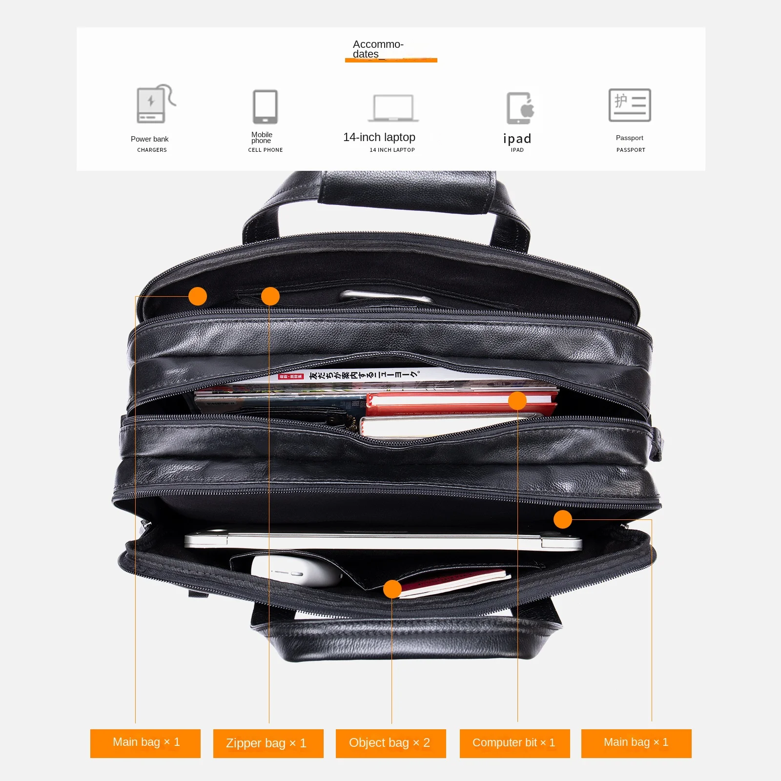 Casual Men's Handbag Genuine Leather Business Men Briefcase Big Shoulder Bags Messenger Document Bag for 15.6 Inch Laptop