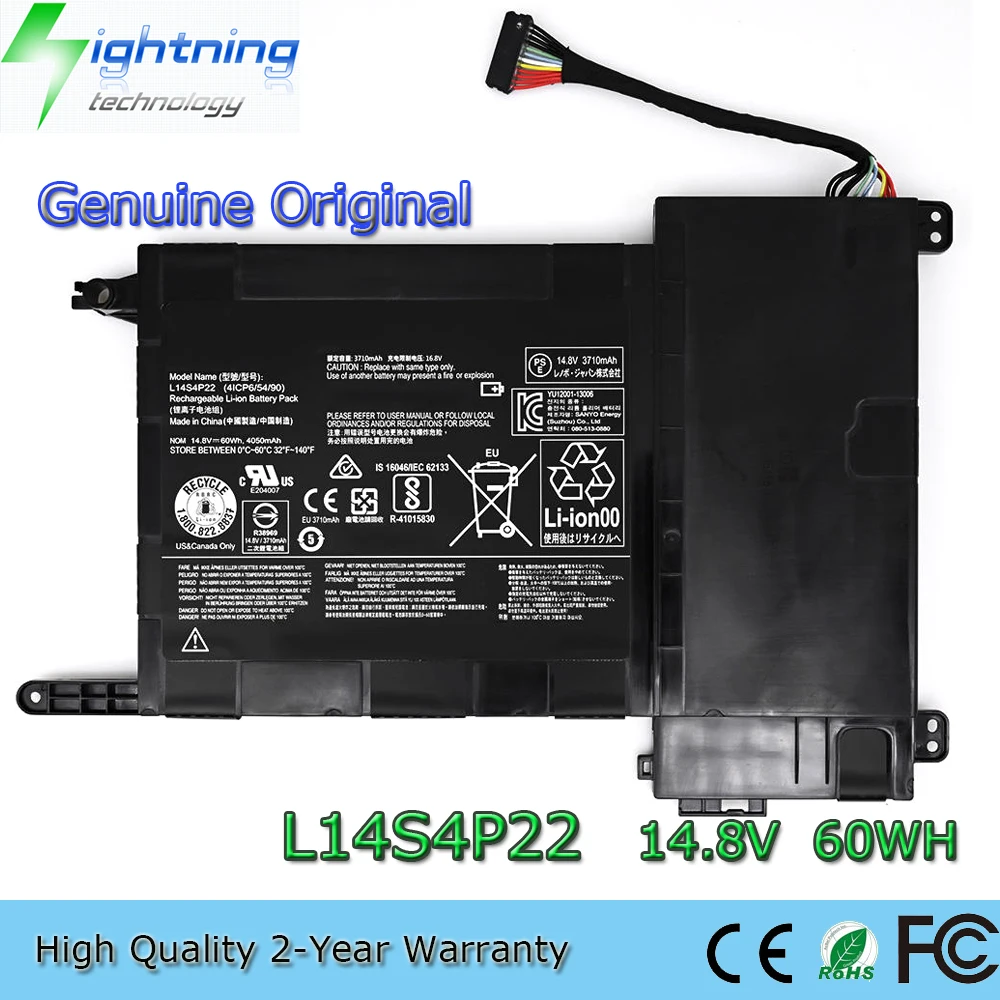 

New Genuine Original L14S4P22 14.8V 60Wh Laptop Battery for Lenovo IdeaPad Y700-15ISK Y700-17ISK Y700 L14M4P23