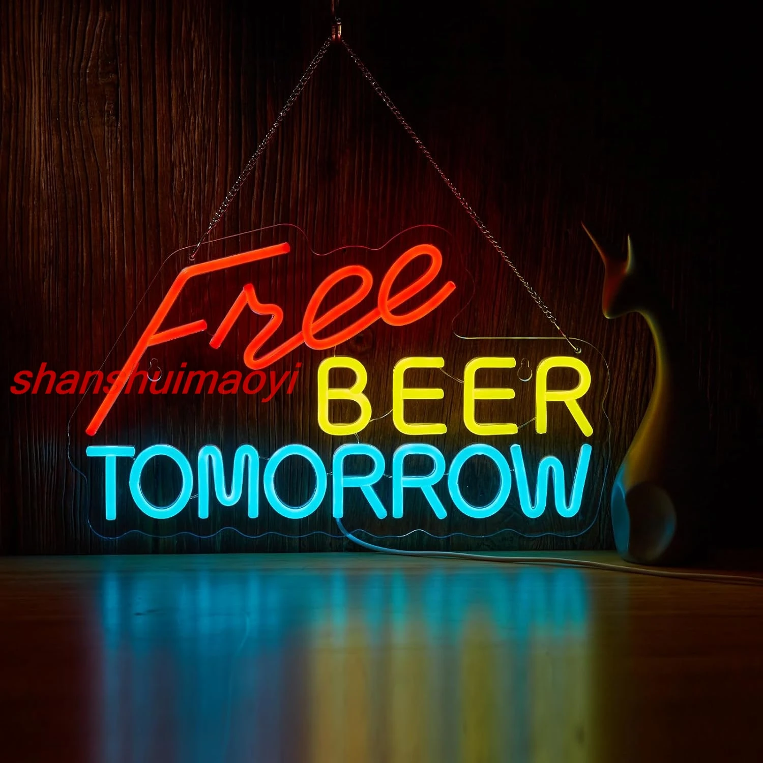 Неоновая вывеска Free Beer Tomorrow для декора стен бара и переключателем с регулируемой