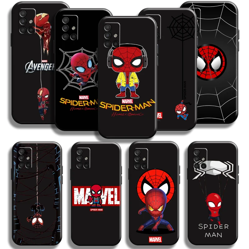 

Marvel Cartoon Spiderman Phone Case For Samsung Galaxy A51 A51 5G Black Funda Full Protection Shockproof Carcasa Back Cases