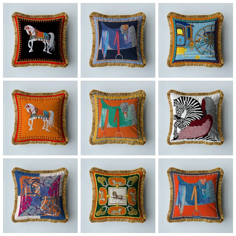 

Диванная подушка с кисточками, наволочка для кровати, домашняя основная ткань без роскоши, наволочка в американском бархатном стиле для гостиной