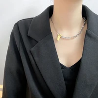 statement splice chains choker necklace unisex punk high quality stainless steel zip clavicle chain trendy jewelry dropshipping