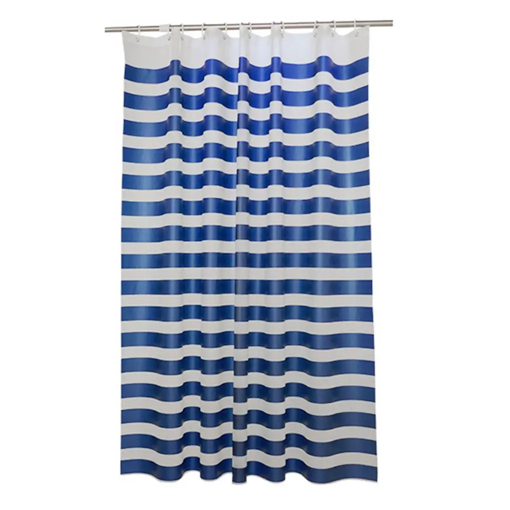 

Blue+White PEVA Cross Stripe Bathroom Shower Curtain Waterproof and Mildewproof Partition Curtain