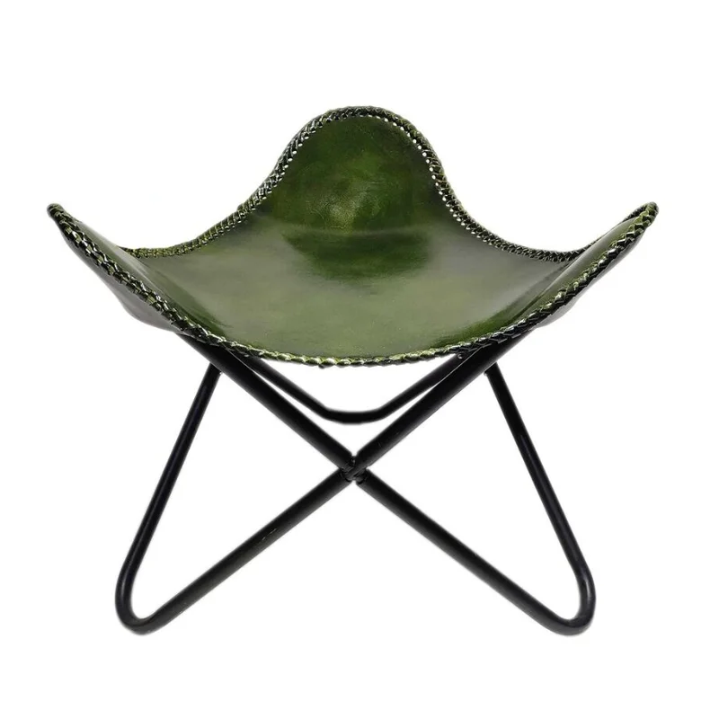 

Кожаный стул треугольной формы, Зеленая кожаная обивка, стул-бабочка из ткани, стул, мебель для гостиной