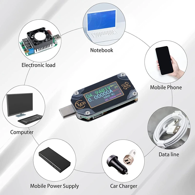 TC66 USB-тестер USB Type-C Тестер батареи PD Протокол Быстрая зарядка QC 2.0 3.0 Мультиметр