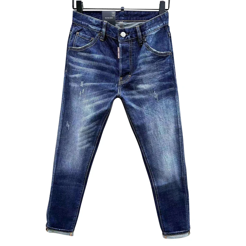 Новинка 100 мужские джинсы chareiharпер c053 облегающие белые стрейч с буквенным принтом