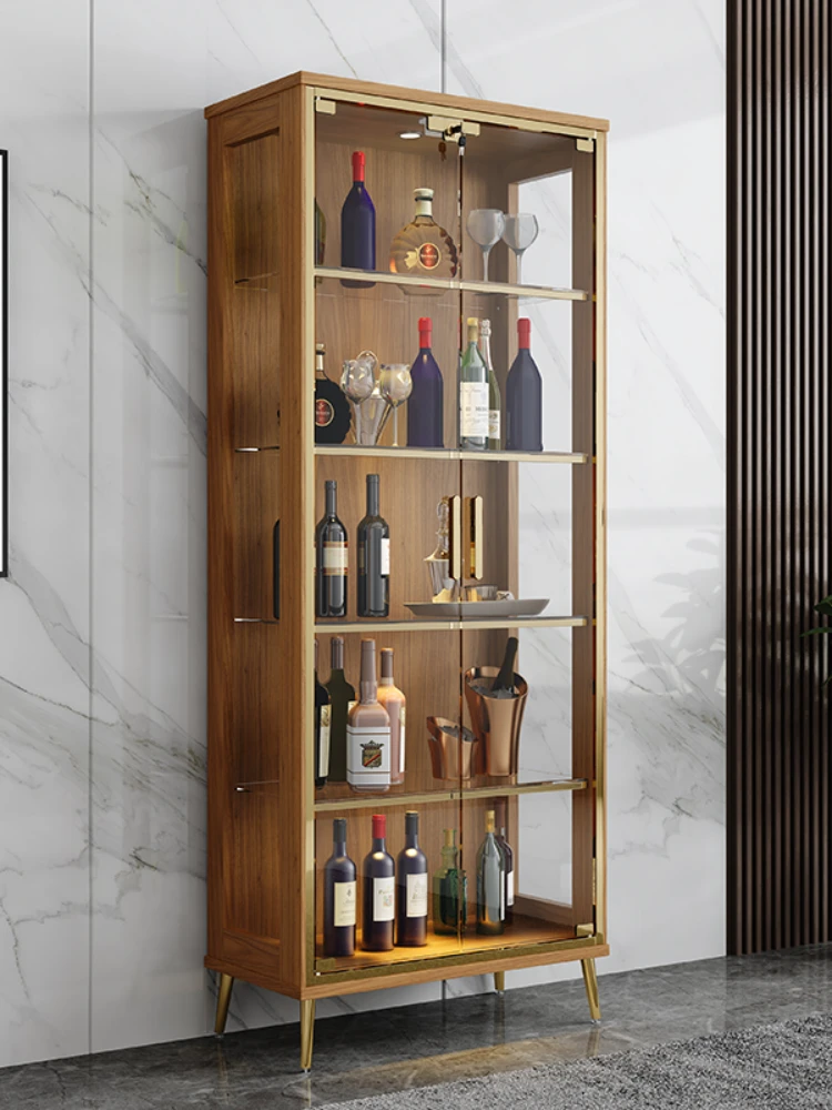 Роскошный винный шкаф из массива дерева Новая китайская гостиная на стене
