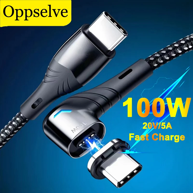 

100W Fast Charging Type C Cable For iPad Macbook QC4.0 Strong Magnetic USB C Phone Wire For Xiaomi Redmi Note 9 Huawei P50 Cord