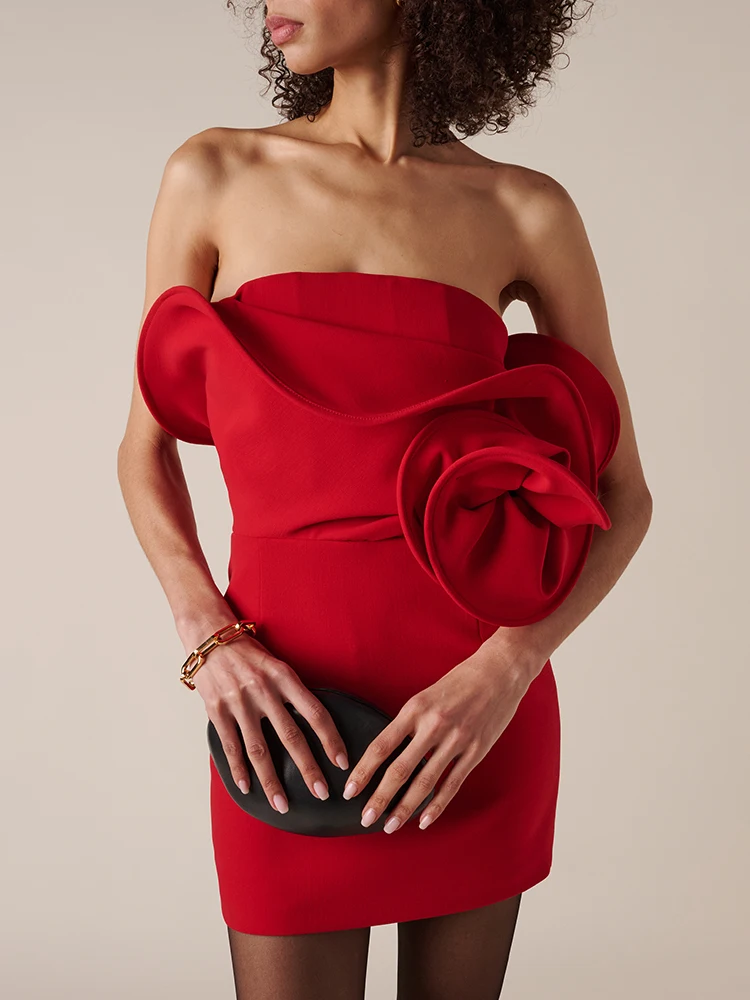 VJ.GOCHI Красное платье без бретелек