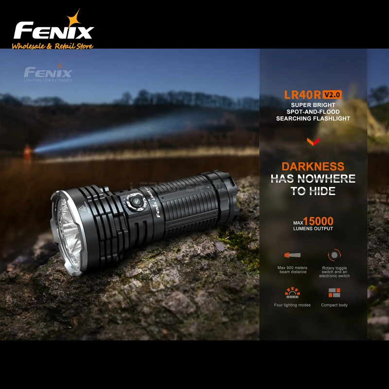 

15000 Lumens Fenix LR40R V2.0 Rechargeable Searching Light High Power LED Flashlight Built-in 3* 5000mAh Batteries