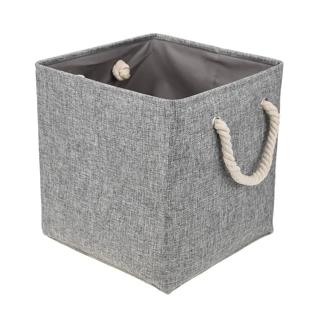 

Квадратная корзина для хранения из хлопка и льна в скандинавском стиле с крышкой, органайзер, складная корзина для белья
