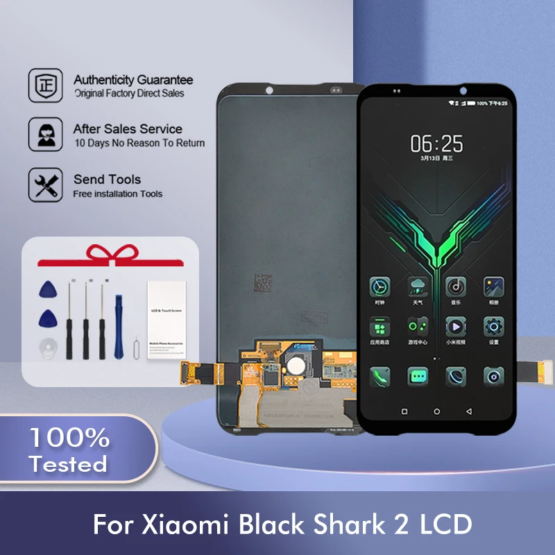 

Сенсорный ЖК-экран 1Pcd для Xiaomi Black Shark 2, дигитайзер, зеркальный дисплей, зеркальная деталь в сборе, бесплатная доставка с инструментами