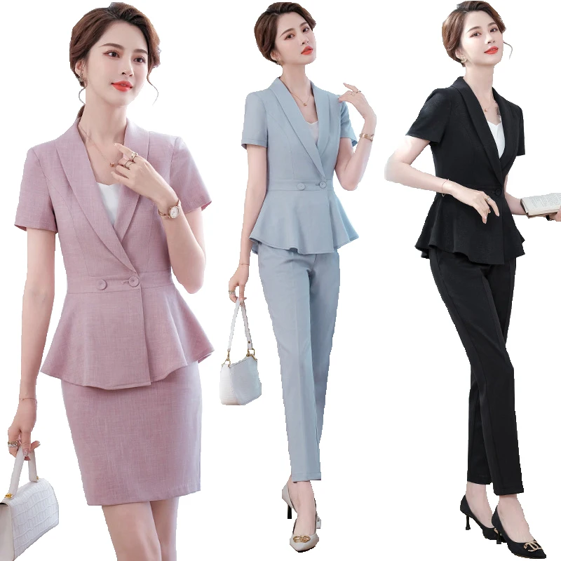 

Quality Summer Thin Style Womens Pencil Skirt Blazer Sets Outfits Korean Female Formal Business Office Ladies Work Jacket Suit
